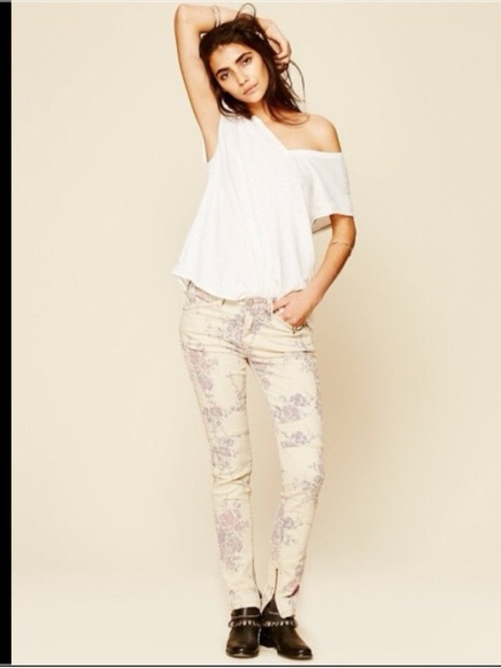 Free People Floral Skinny Jeans